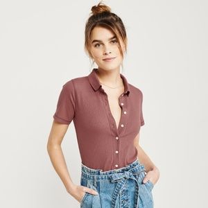 Abercrombie Ribbed Button-Up Polo